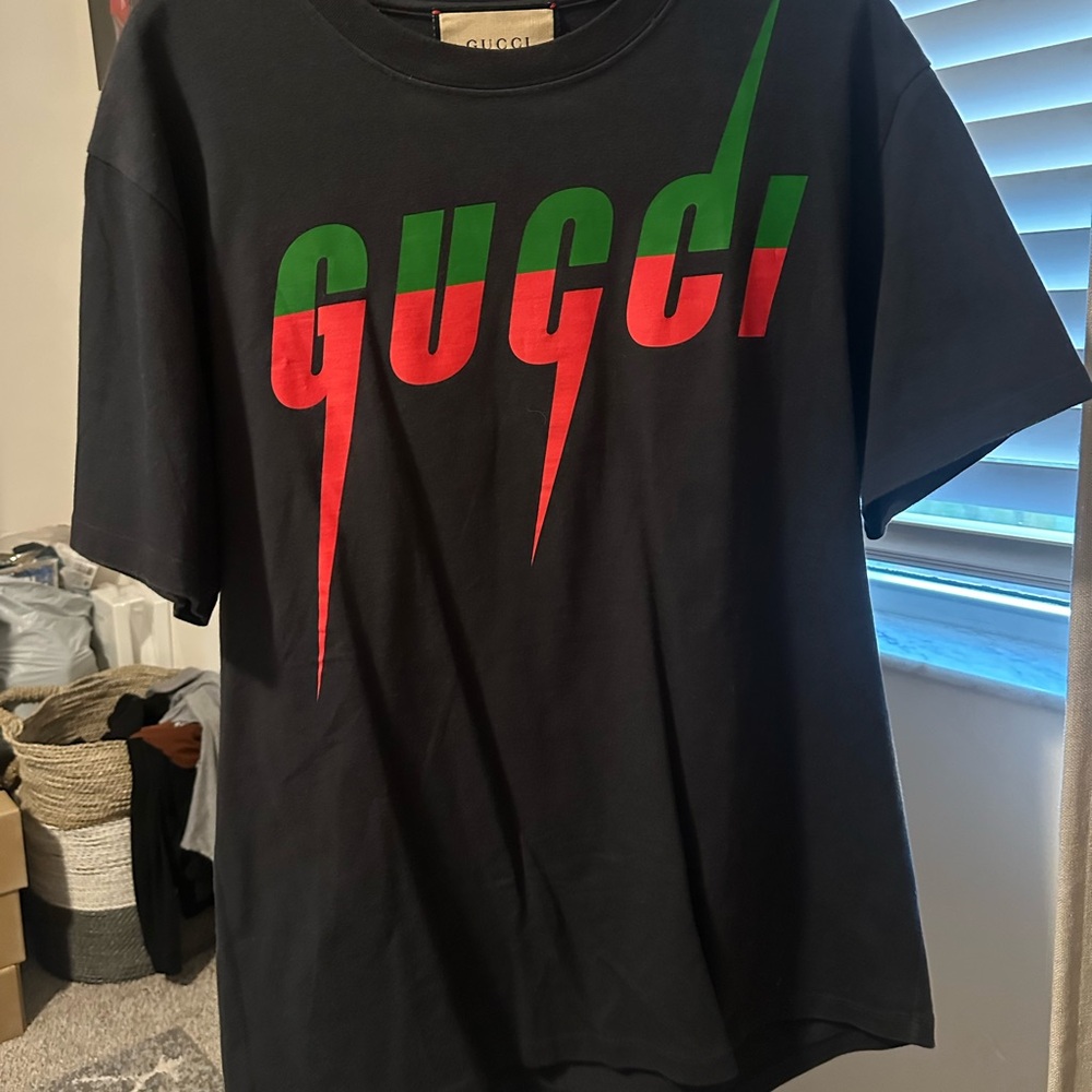 Gucci Black Tee with Red and Green Accents